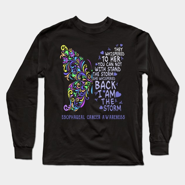 esophageal cancer butterfly i am the storm Long Sleeve T-Shirt by TeesCircle